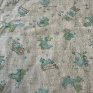 Vintage Carter's 100% Cotton Baby Blanket Blue Green Mother Goose USA